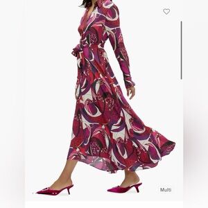 Robert Graham Vibrant Pink and Purple Long Sleeve Dress